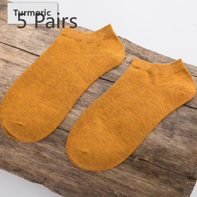 

5 пар мужских ретро однотонных коротких невидимых дышащих носков-лодочек с впитыванием пота и небольшим отверстием 5 Pairs жёлтый