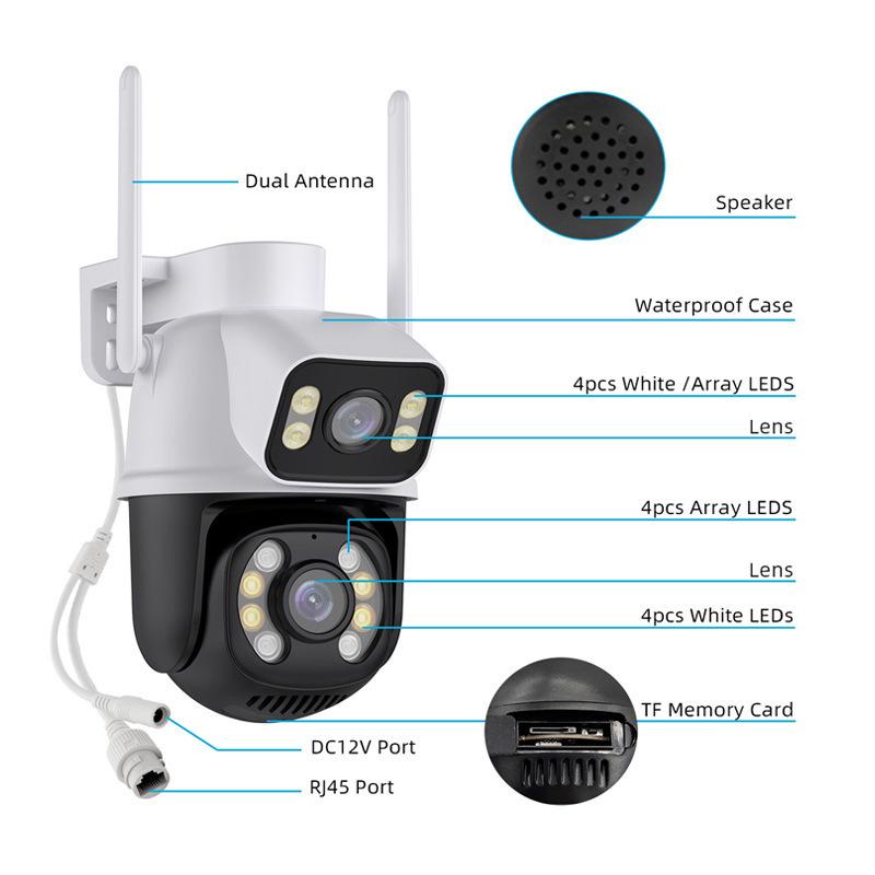 ICSEE Dual Lens 360° HD Night Vision Waterproof WiFi 4G Outdoor Surveillance Camera