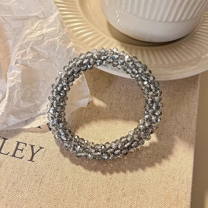1pc Sparkling Crystal Elastic Hair Ties for Women Handmade Rhinestone Ponytail Holders for Everyday Stylish Hair Beads Ropes