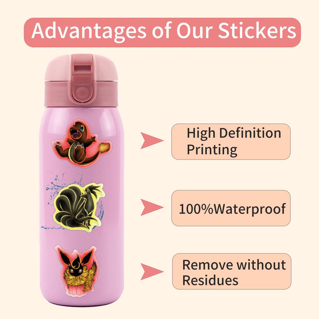 60 New Neon Pokemon Graffiti Stickers Decorate Suitcase Notebook Skateboard Waterproof Stickers