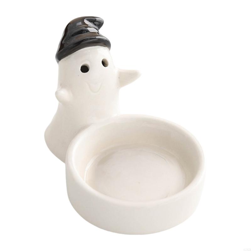 62KD Ceramics Cartoon Ghostly Figurine Candleholder Halloweens Decorative Scented Tealight Candlestick for Party Setting