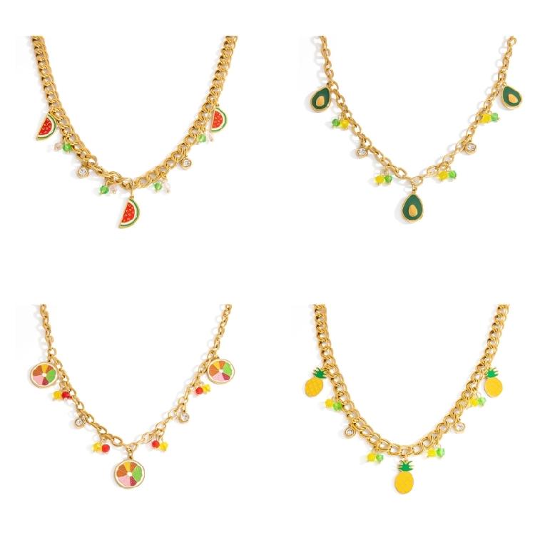 Elegant Country Fruit Charm Necklace Colorful Statement Neckchain Handmade Jewelry for Everyday and Special Occasions