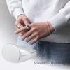 [aBALENT] silver 925 Seal stand ring men's signet oval silver ring ring simple little finger adult accessories (No. 16)