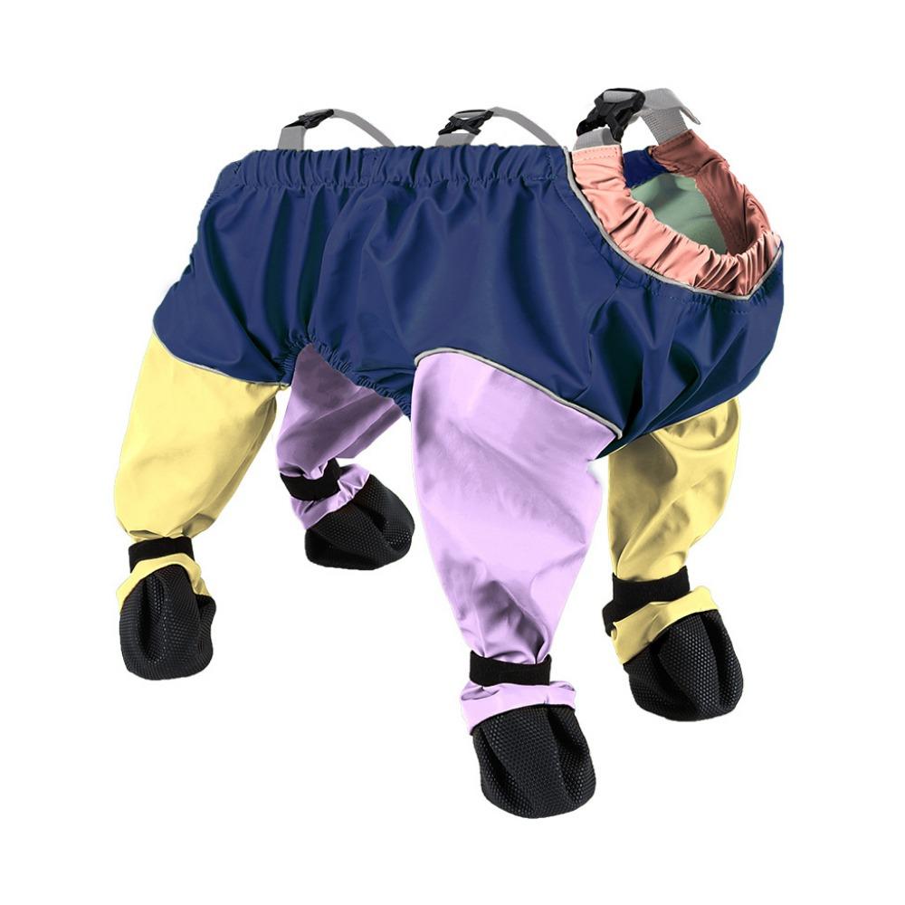 

Водонепроницаемые сапоги для собак с полным покрытием, светоотражающие дышащие сапоги для собак с подтяжками, регулируемые брюки для собак из ПУ, чехол для ног для ходьбы XS разноцветный