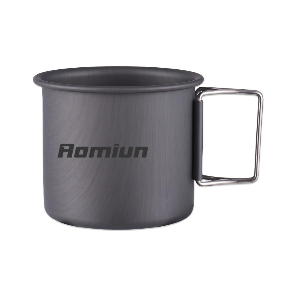 2 PCS Camping Cup Set Lightweight Aluminum Cup Set 450ml and 250ml Portable Foldable Handle Stackable Cup for Outdoor