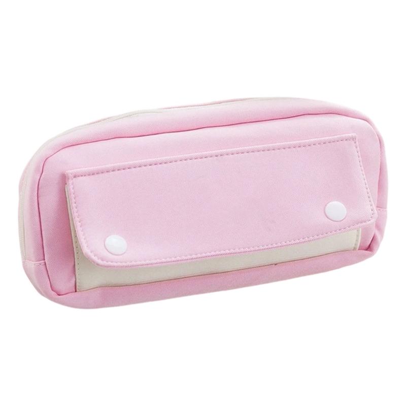 Large Capacity Pencil Case Pencil Pen Bag Desk Organizers Stationeries Storage Pouches with Zippers for School & Office розовый