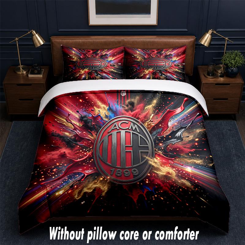 AC Milan Design Bed Bedding Set 1 Duvet Cover + 2 Pillowcases Soft Breathable Household Bed Linens