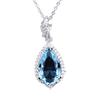 Collana Goccia d'Acqua in Topazio Blu Zaffiro con Accenti di Diamante