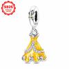 S925 Silver Princess Skirt Pumpkin Carriage Rose pendant bead Fit Bracelet DIY Jewelry Making For Women Gift