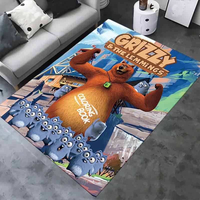 Grizzly, Lemmings, Coloring Office Carpet Soft Polyester Entrance Carpet Washable Non slip Machine W