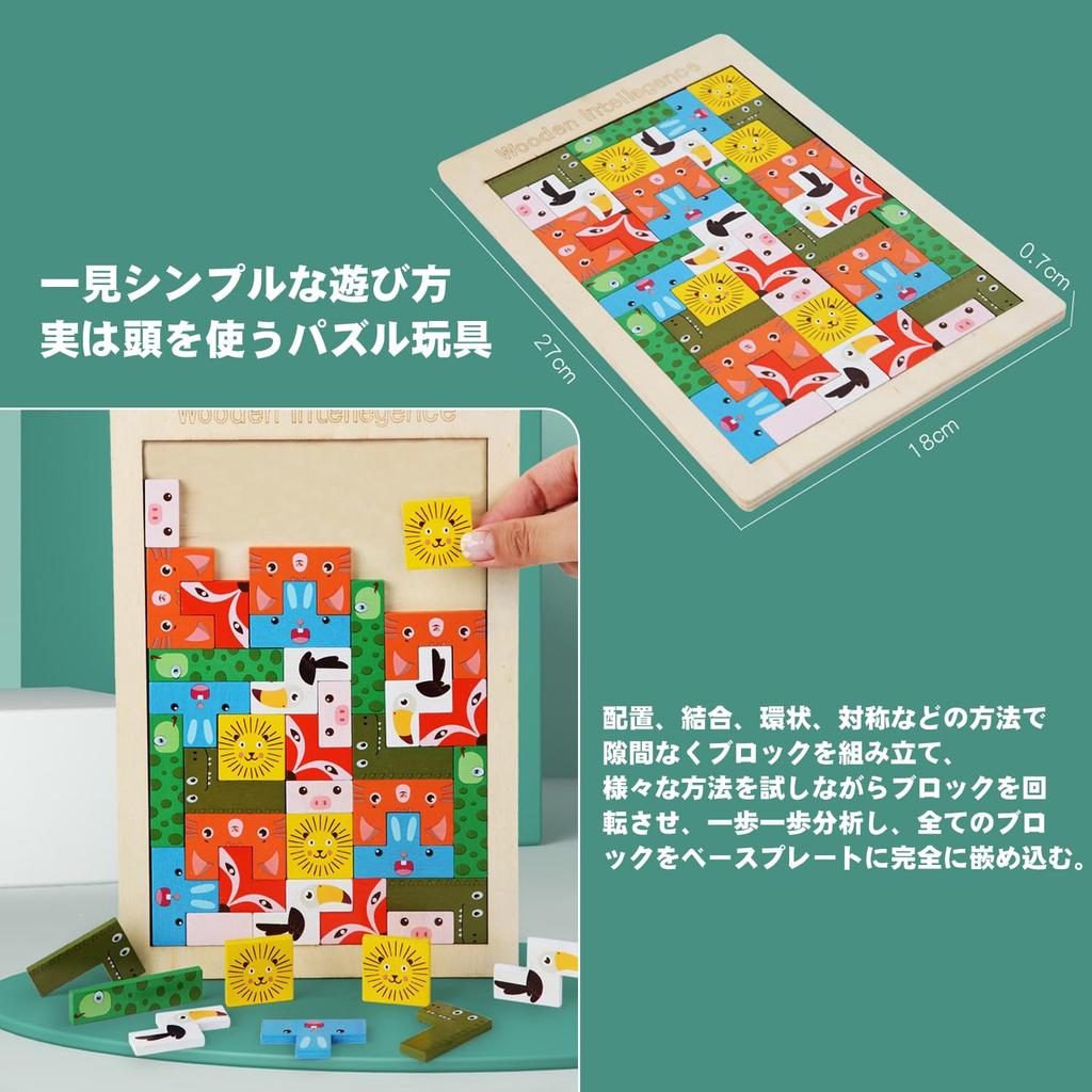 Tetris Jigsaw Puzzle Building Blocks Montessori Educational Toy Wooden Puzzle 3D Puzzle Brain Training Memory Training Spatial Reasoning Creativity