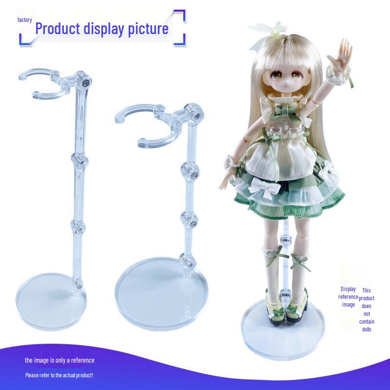 BJD Doll Adjustable Transparent Base Stand with Waist Clip for Display