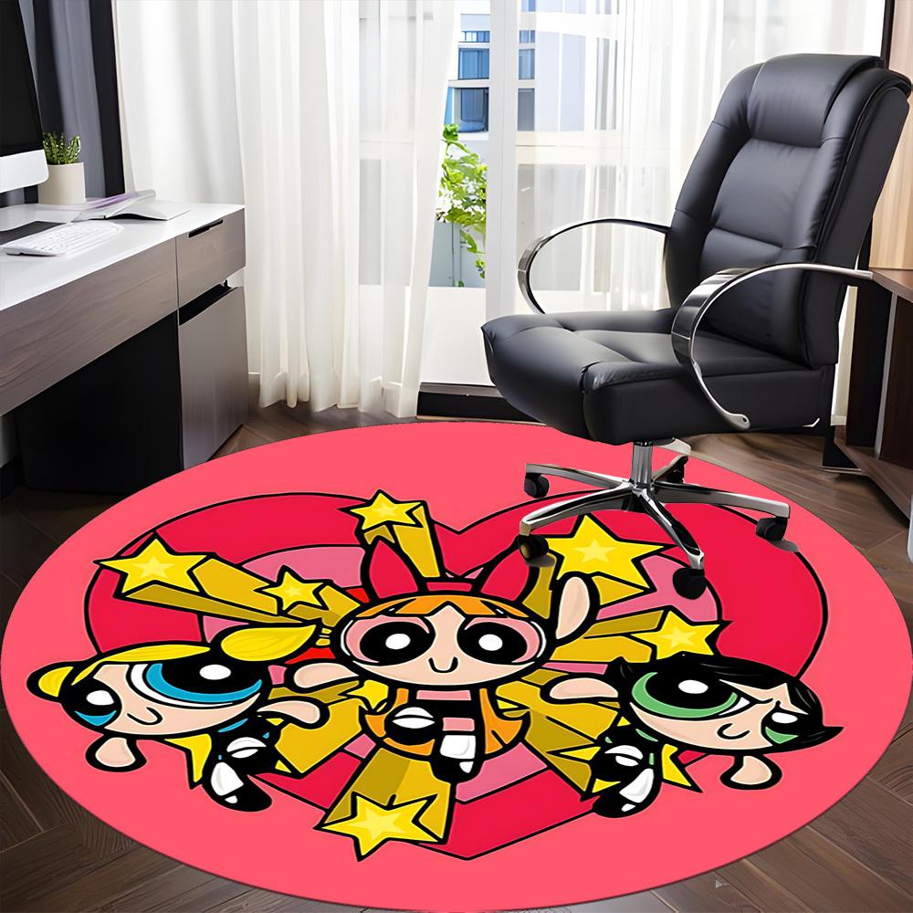 1pc Powerpuff Girls Office Round Area Rug, Under Office Chairs Bedroom Living Room Home Decor a1022242
