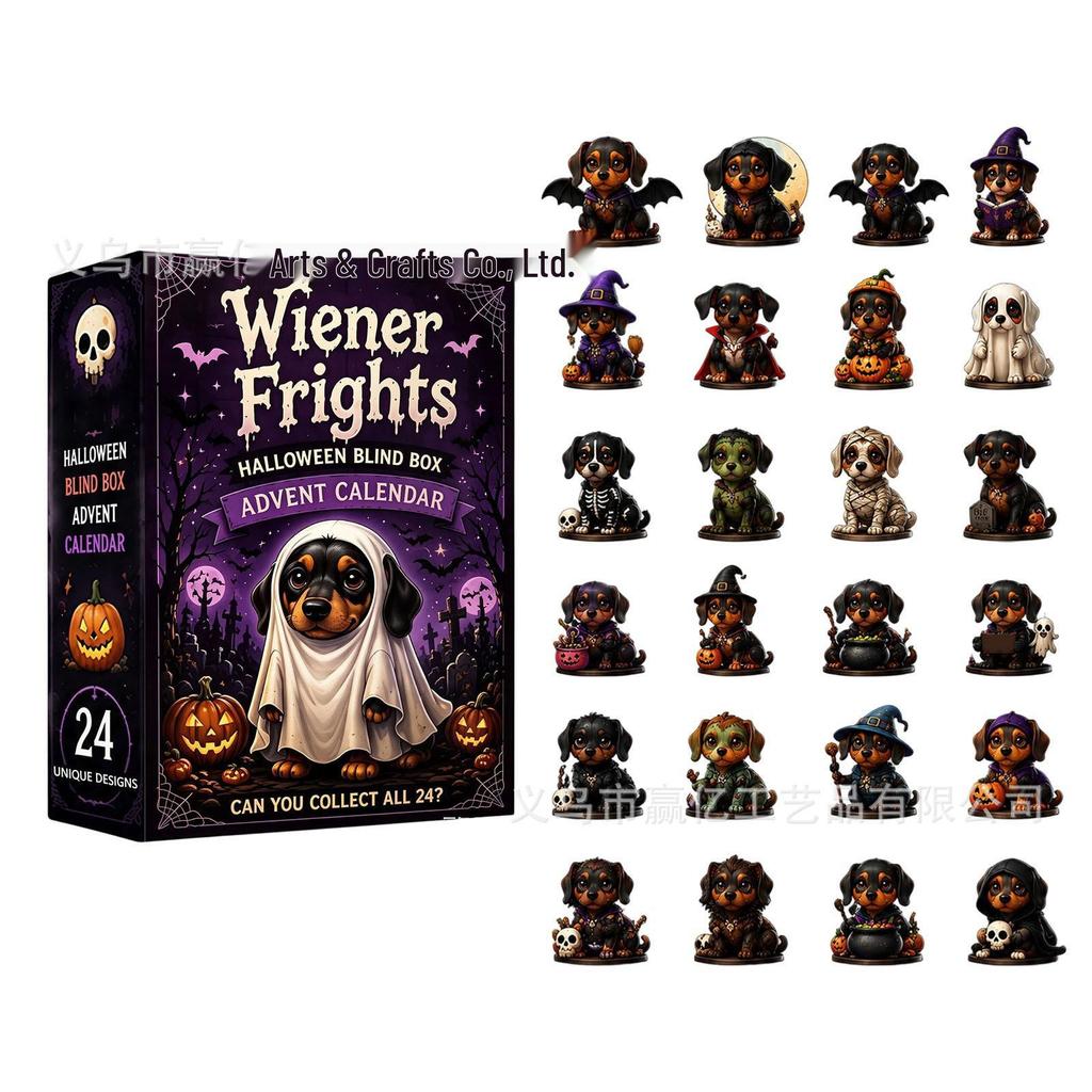 2026 Halloween Witch, Ghost & Goblin Countdown Calendar with Acrylic Pendant Blind Box