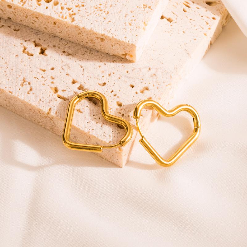Boucles d'oreilles en titane et acier pour femmes, simples, géométriques, carrées, en forme de cœur, couleur or, ornements d'oreille