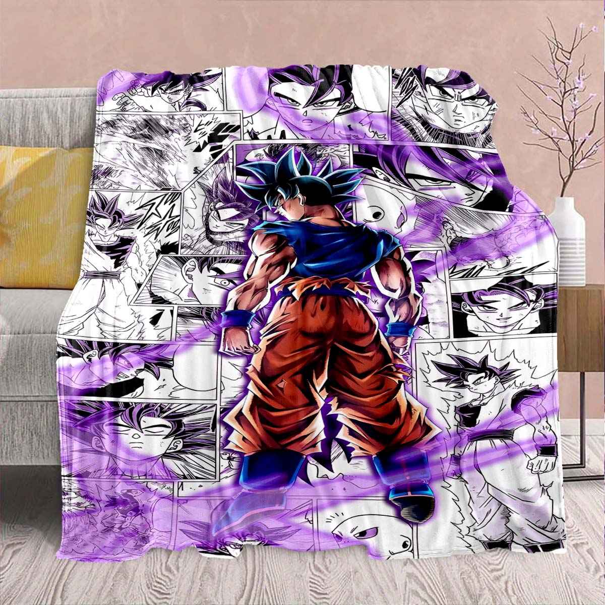 

Фланелевое одеяло из аниме Dragon Ball - Мягкое, теплое, идеально подходит для дивана, постельного белья, кемпинга, путешествий, офиса, домашнего декора -QJY 75x90cm
