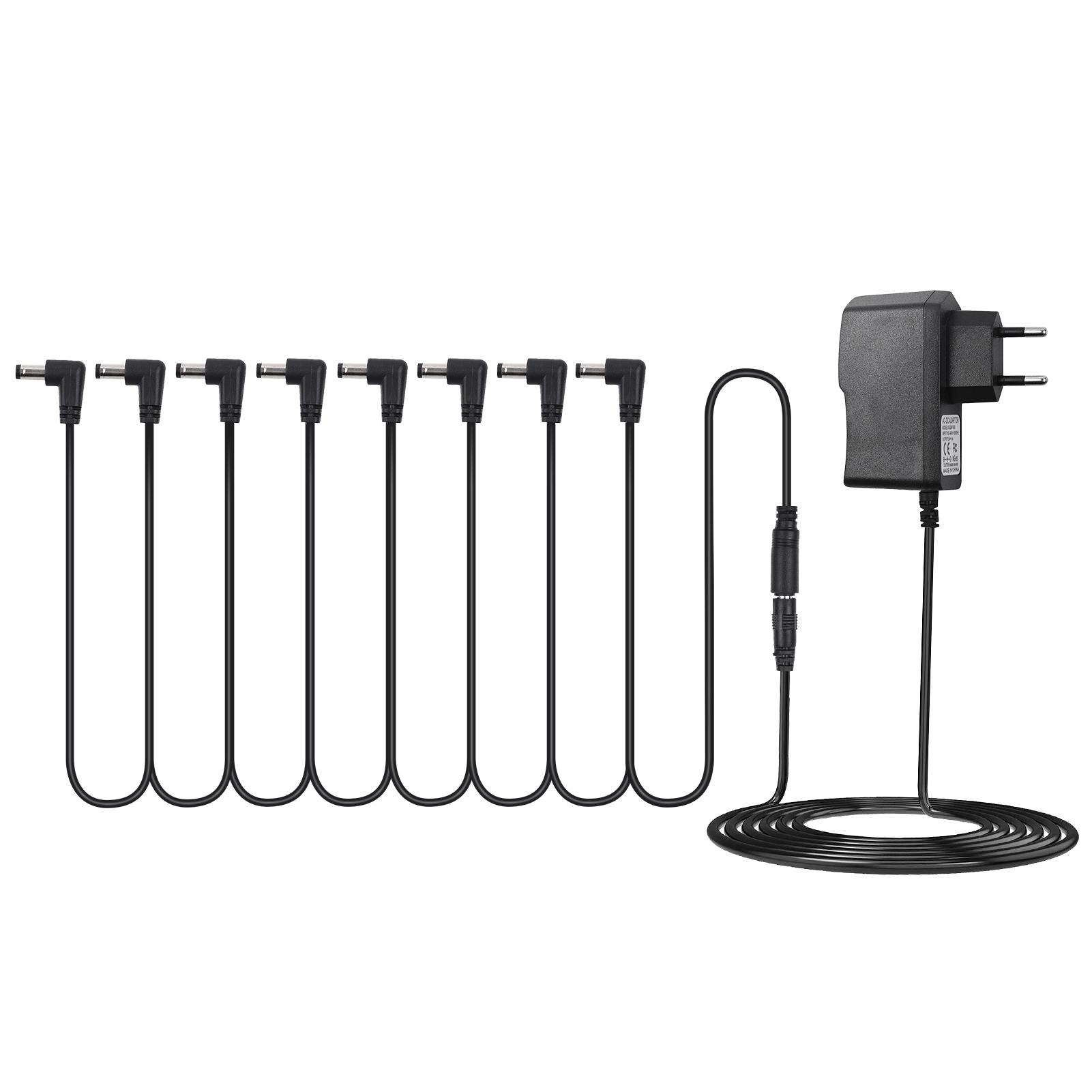 

Адаптер питания для педали эффектов гитары с 8-контактным кабелем шлейфового подключения, линия электропередачи под прямым углом EU Plug