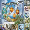 Decorative Suncatcher 2D Acrylic Star Moon Lantern Suncatcher, Crescent Window Hanging Ornament Sun Catcher for Home, Patio, Garden, Ramadan