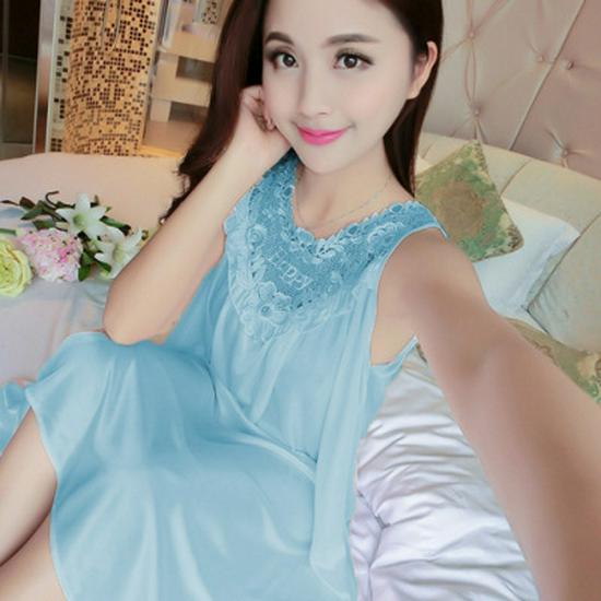 Lightweight Multicolor Ice Silk Plus Size Women's Camisole Nightgown