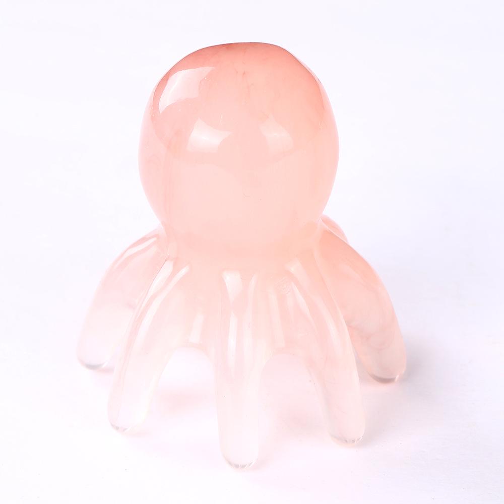 Pink Octopus Portable Scalp Massager Comb with Wide-Tooth Gua Sha Design