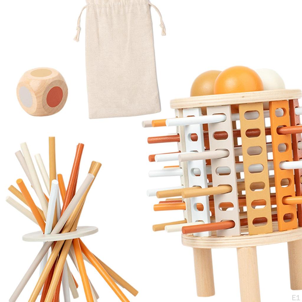 28 Colourful Sticks Dice Games, Wooden Board Game Montessori Toys, Don't Let The Ball Drop Travel