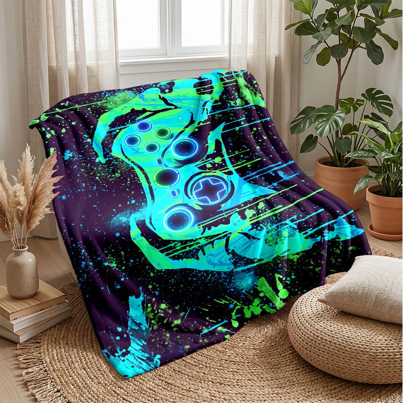 Neon Game Controller Art Theme blanket Lightweight Warm Flannel Blanket Decorative Throw Blanket for Home Decoration