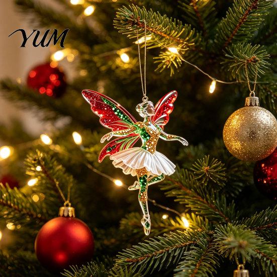 Hanging Ornaments for Trees 2Pcs Glitter Ballet Girl Keychain, 2D Acrylic Pendant Bag Backpack, Sparkling Durable Crafts Dancer Car Rearview