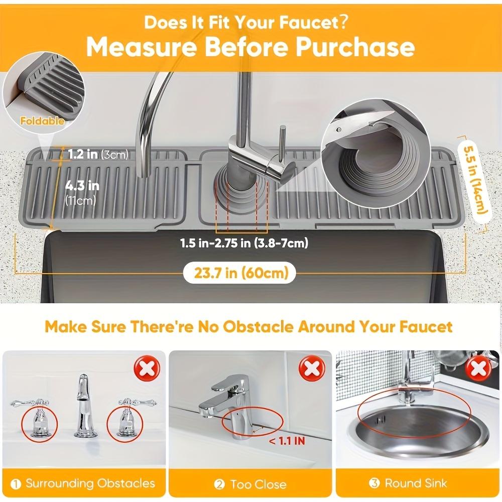 

Защита от брызг для кухонной раковины с наклонной конструкцией 7° | Быстрый слив, фиксация на защелках | Уловитель водяных брызг, подходит для кухонных и ванных столешниц серый