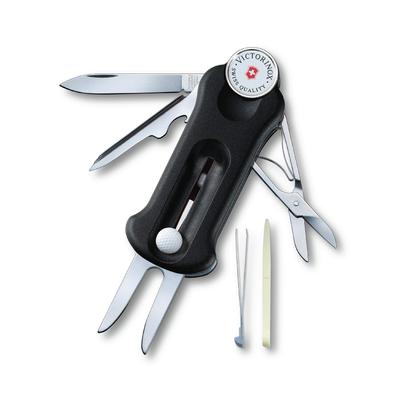 VICTORINOX Golf Tool Black Golf Fork Ball Marker with Marker Repair Tool Equipped with Removable Ball Marker Swiss Made Sports Tool with 10 Functions