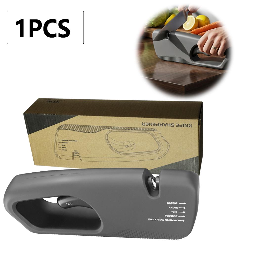 2 in 1 Handheld Knife Sharpener Kitchen Chef Knife Scissor Quick Sharpening Tool with Anti Slip Base Manual Sharpening Stone