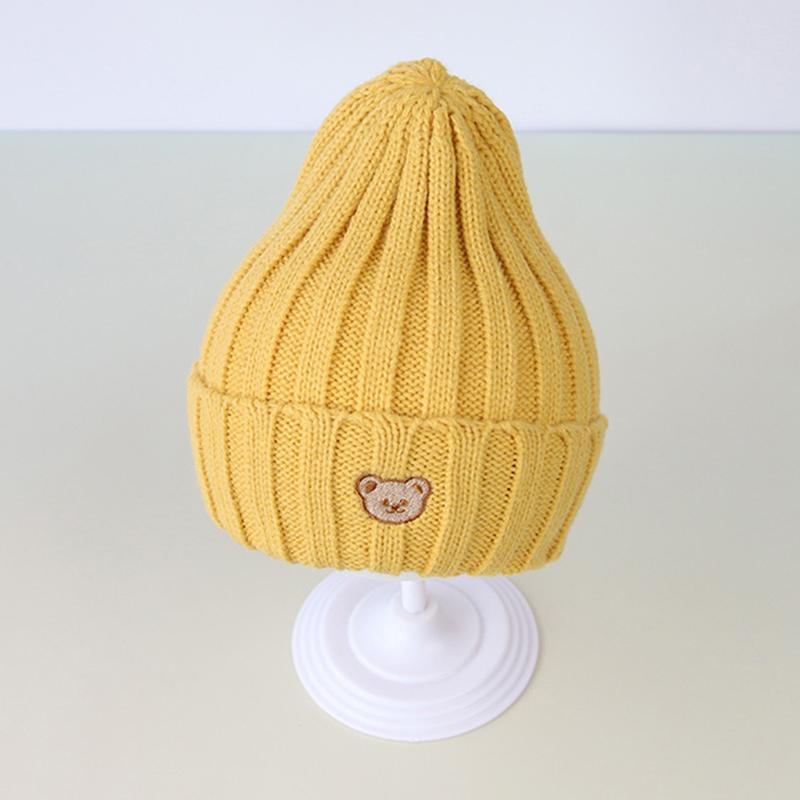 1 Pcs Cartoon Bear Embroidery Baby Hat Soft Warm Children Boy Girl Hat Beanie Knitted Children Hat HMM