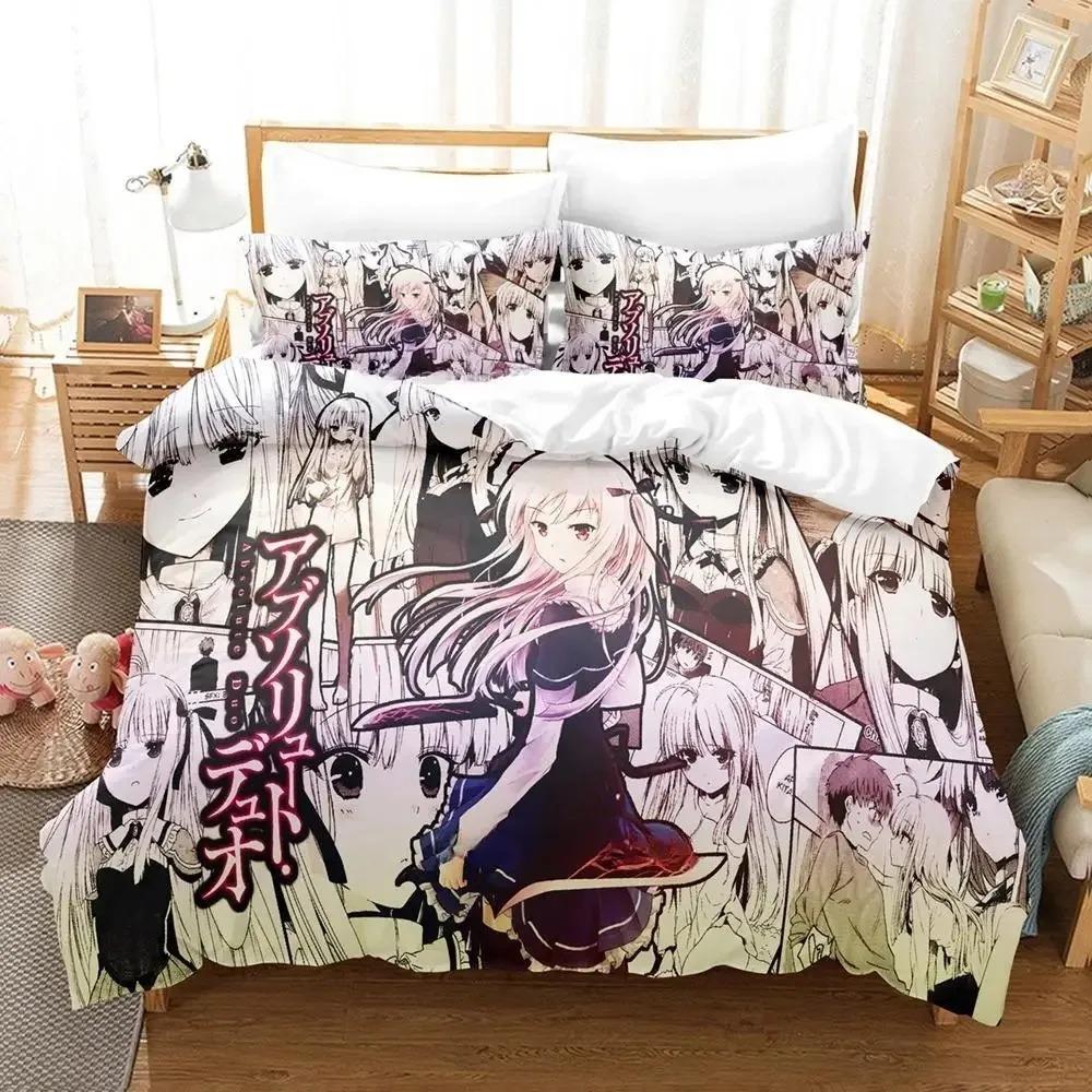 Kawai Anime Absolute Duo Beding Set Bedrom Soft Modern Bedspreads Comefortable Children Kids Soft Duvet Cover Comfortable Quilt Cover And Pilowcase