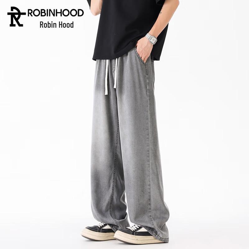 

ROBINHOOD Men s Ice Silk Loose Straight Jeans M