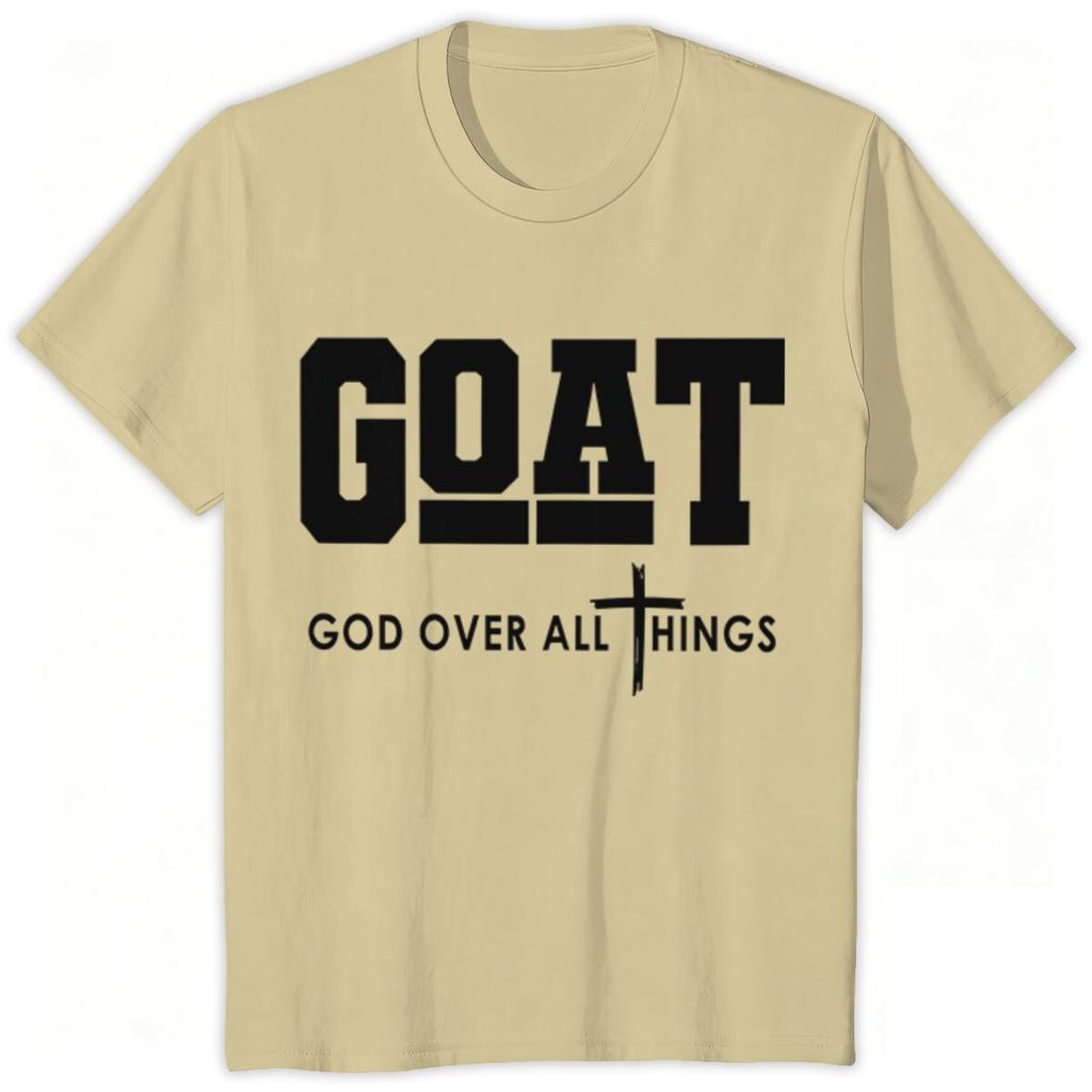 GOAT God Over All Things Tshirts Christian Cross Graphic T Shirts Short Sleeve Tee Unisexs Clothes Religious Faith Print Clothing