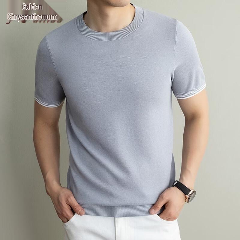 Men's Mulberry Silk Blend Knit Short Sleeve T-Shirt