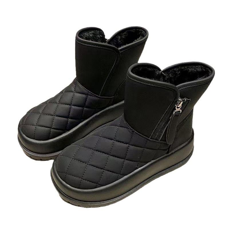 Snow boots women's 2024 winter waterproof and velvet warm high-top Northeast large cotton shoes non-slip white bread women's shoes tide