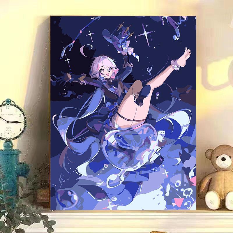 "Digital DIY Oil Painting: Two-Dimensional Anime Water God Fu Nina Decorative Artwork"
