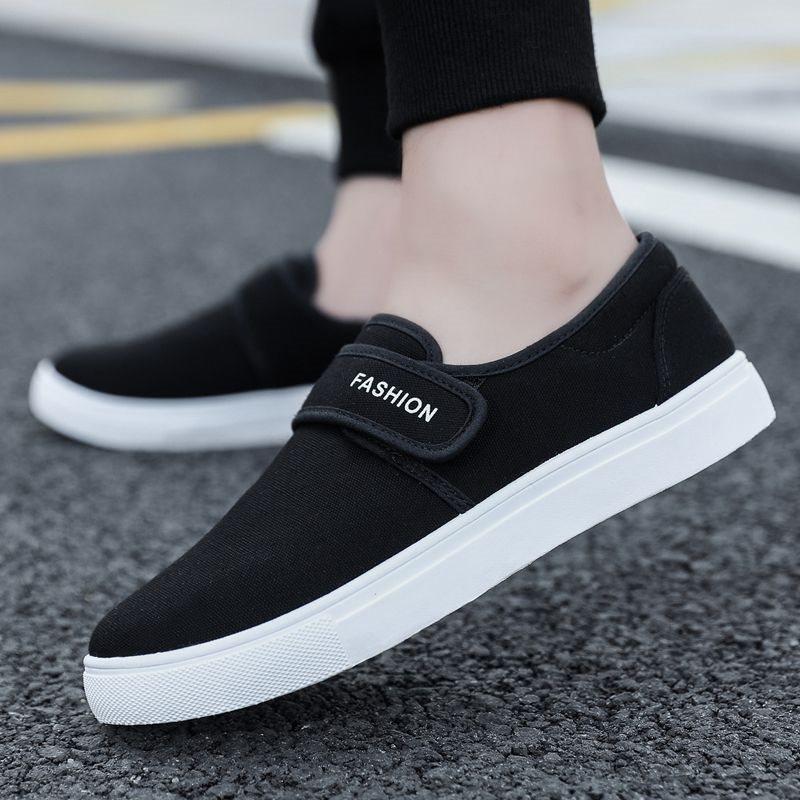 New Spring and Shoes Men's Canvas Student Pedal Sports and Leisure Large Size Magic Breathable Board Shoes Cloth Shoes