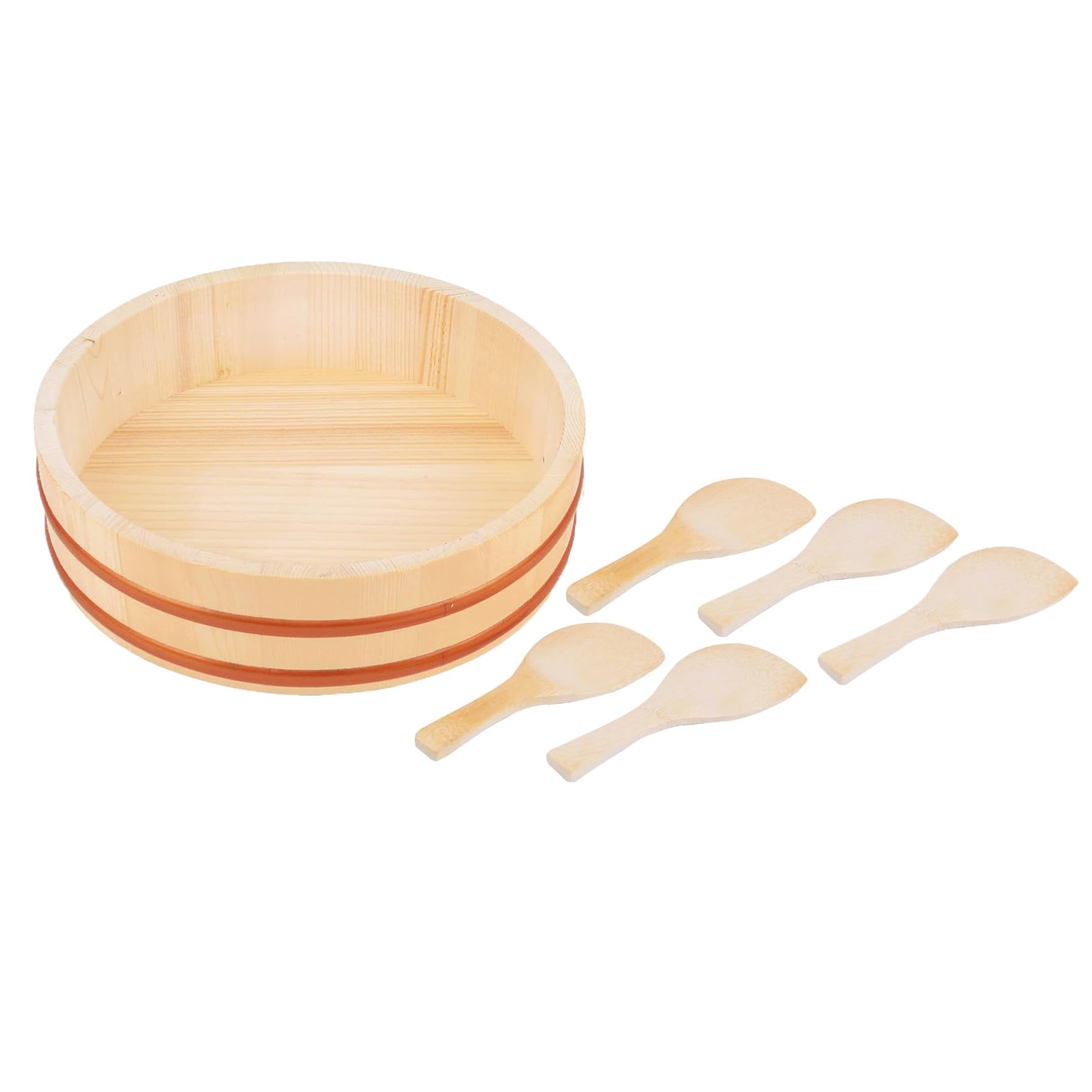 [Online Exclusive] Pearl Metal Hand-Rolled Chirashi Sushi 6-Piece Set: 33cm Sushi Tub (approx. 5 servings), 5 Rice Paddles, Enjoy Making Sushi at Home