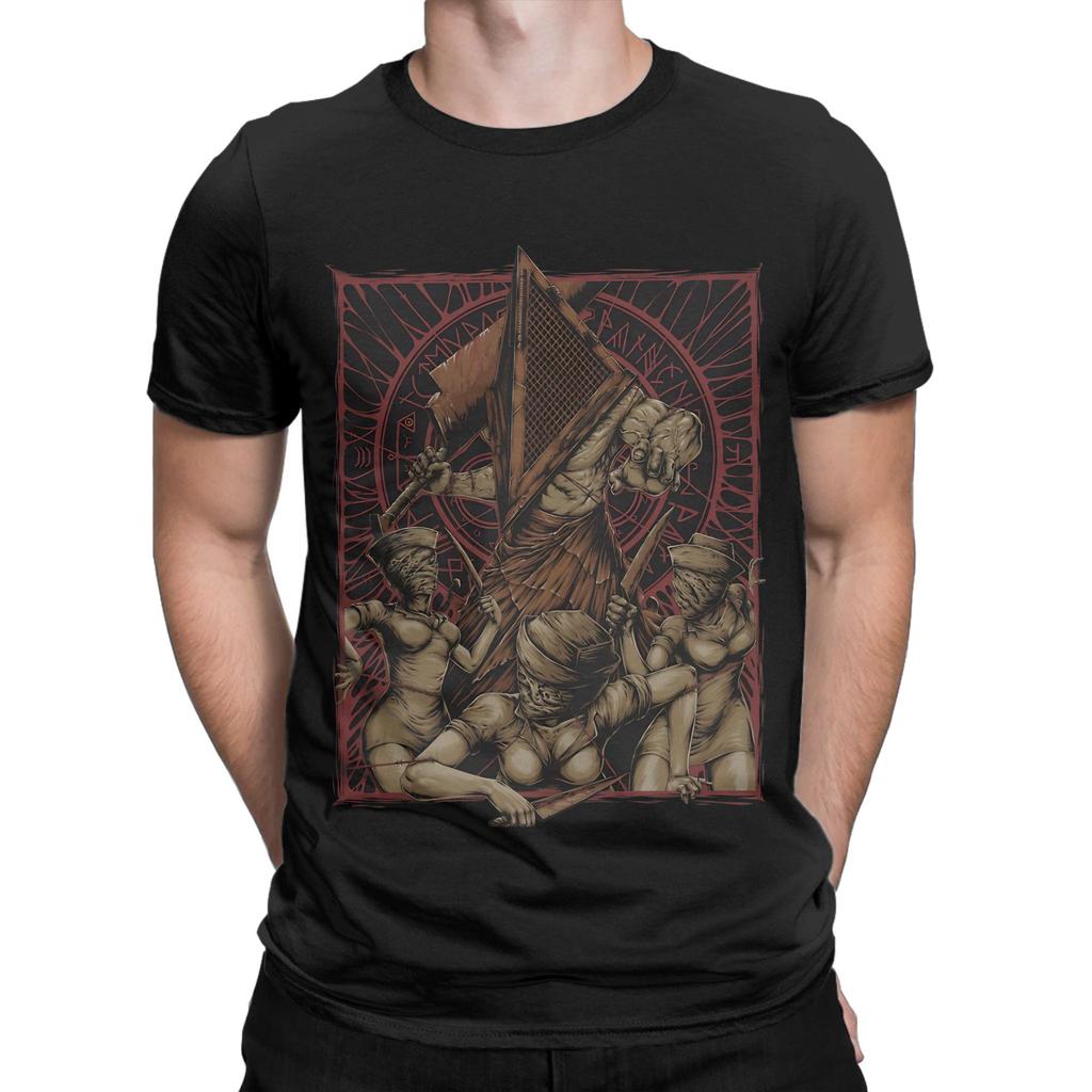 S-Silent Hill Creepy Aesthetic Classic Graphic Funny 100% Cotton T-Shirt Tees Tops For Men