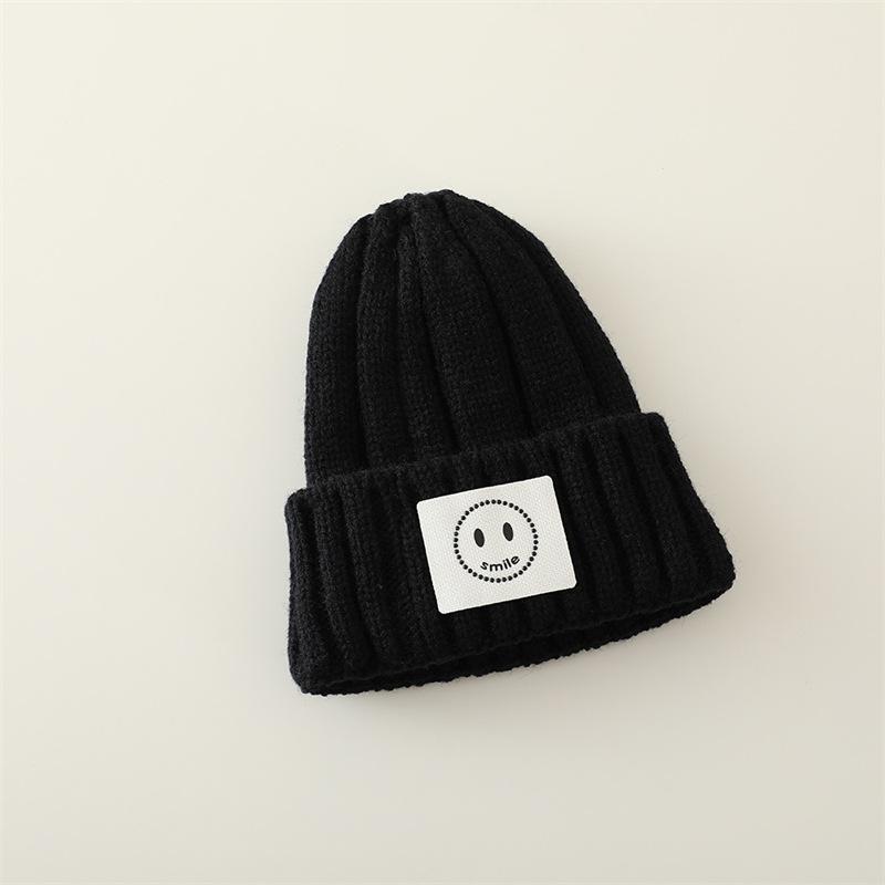 

New Solid Color Versatile Children s Hats for Infants and Young Children To Keep Warm Simple and Smiling Woolen Knitted Hats Trendy One size