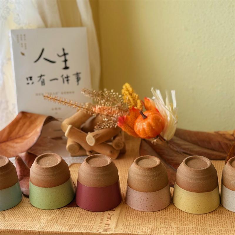 Kiln Change Middle East Small Cup Kung Fu Tea Bowl Retro Ceramic Tea Cup Concentrated Coffee Cup Coarse Pottery Cup