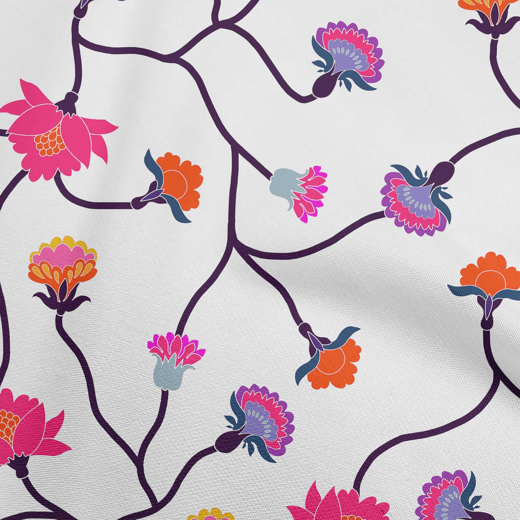 

OneOone Cotton Flex Blue Fabric Leaves & Clover Dress Material Тканина Тканина з принтом у дворі 40 дюймів 42 Inch Wide - Viscose Chiffon білий