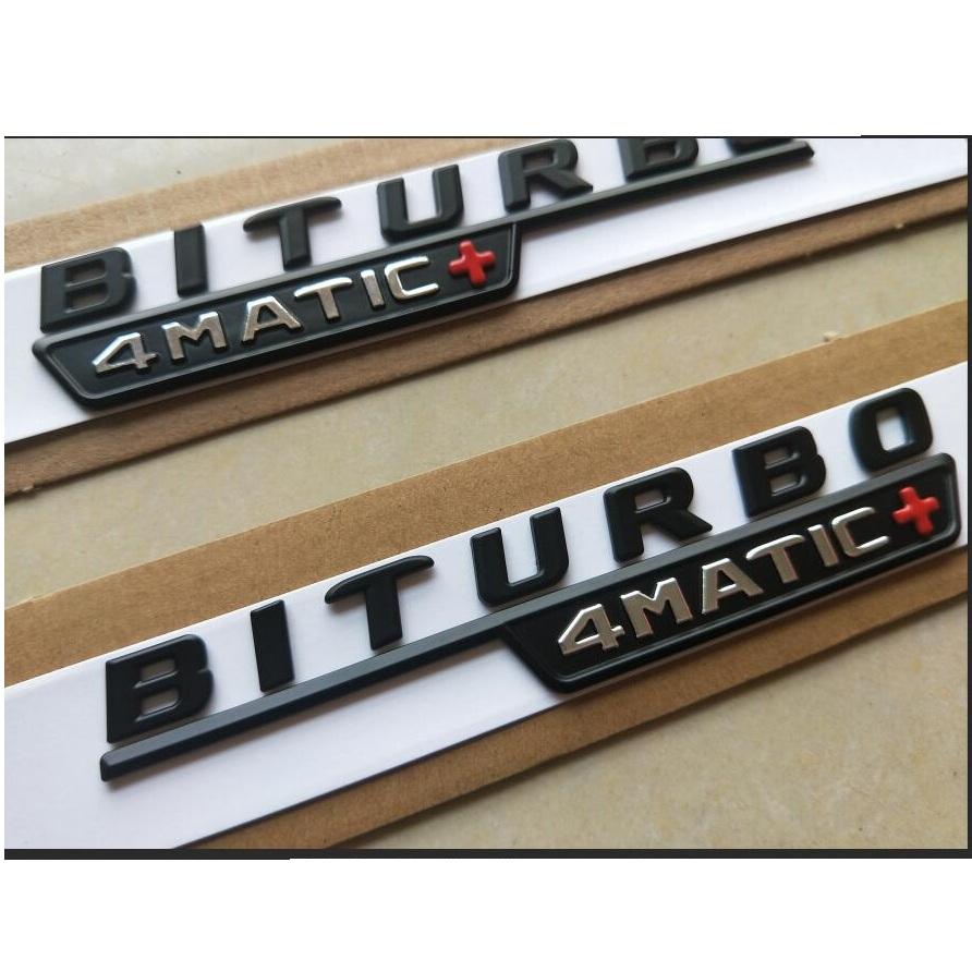 For Mercedes Benz A35 A43 C43 E43 GLC43 GLE43 CLS53 GLB35 AMG 1Pair BITURBO 4MATIC+ Emblems Badge BITURBO4MATIC+ Symbols Sticker UX0