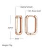 Fashion Glossy  Rose Gold Square Hoop Earrings For Women Natural Zircon Accessories High Quality Daily Fine Jewelry