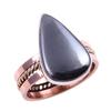 Natural Gunmetal Gemstone Handmade 925 Sterling Silver Two Tone Ring S.8.5 s4l09