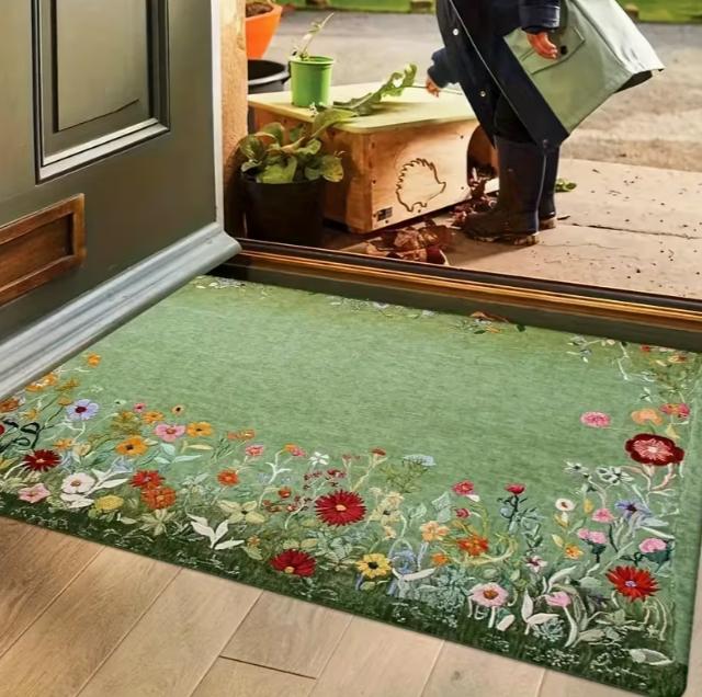 

Retro Flower Pattern Front Door Mat Welcome Mat Outdoor Indoor Door Mat Carpet Small Floor Mat Suitable Spring Summer Autumn 40cm x 60cm
