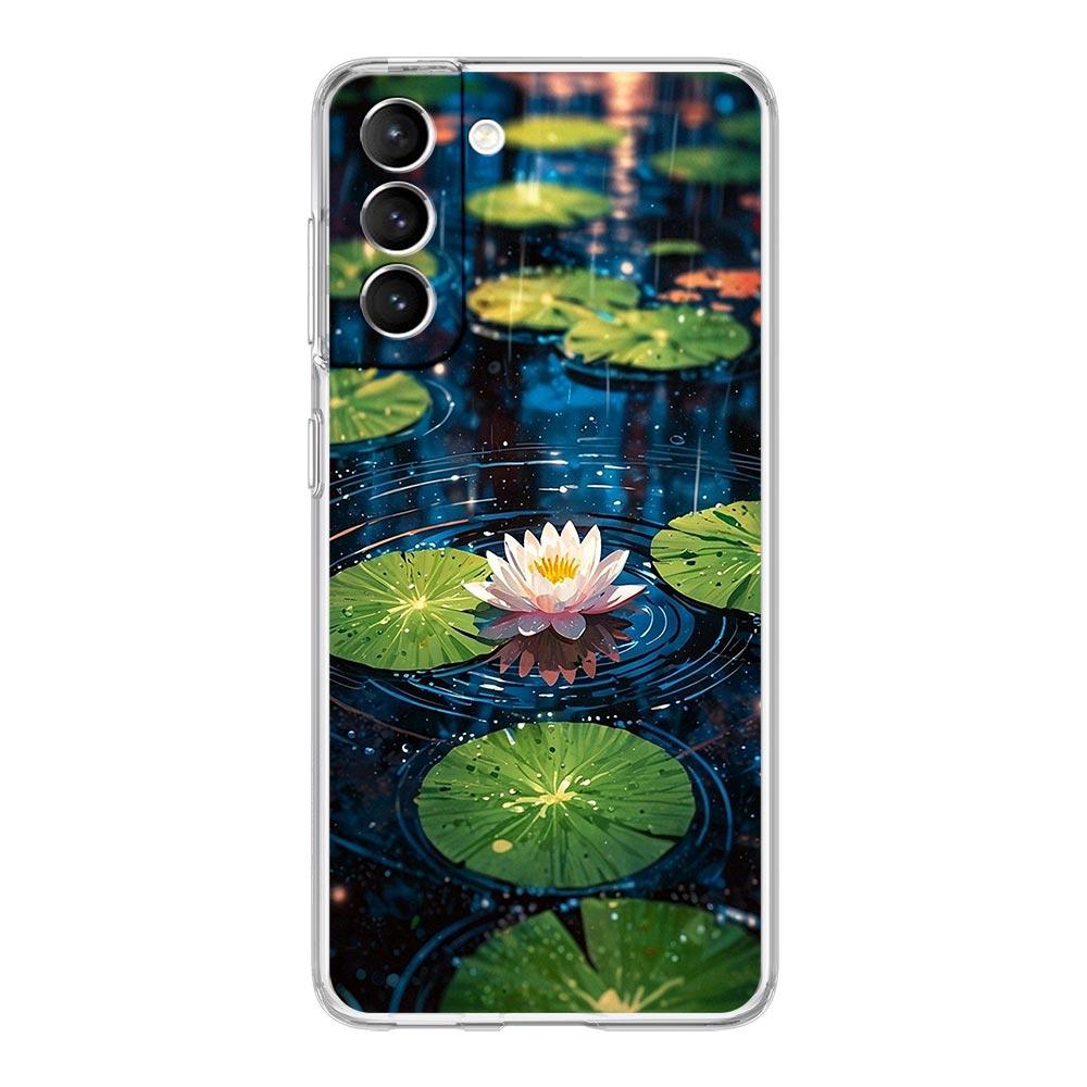 Phone Case For Samsung Galaxy S25 S24 S23 FE S22 Ultra S20 S21 5G S10 S9 Plus S10E S8 Soft Clear Cover Luxury Lotus Flower