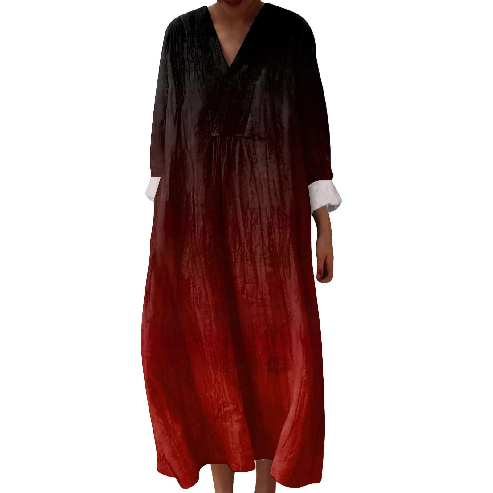 

Женское повседневное и модное платье с V-образным вырезом и принтом, с длинным рукавом S красный