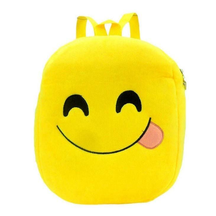 Entzückender Niedlicher Lächeln Emoji Gesicht Rucksack für Kinder Gefertigt aus Plüschmaterial